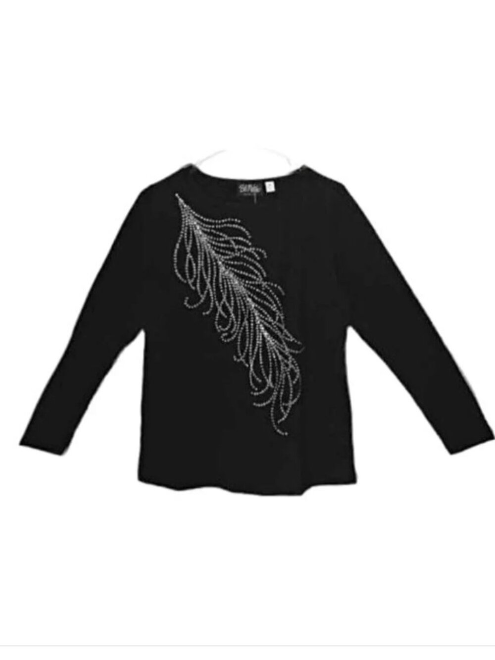 Bob Mackie rhinestone Wearable Art feather long-sleeved top XS NWT